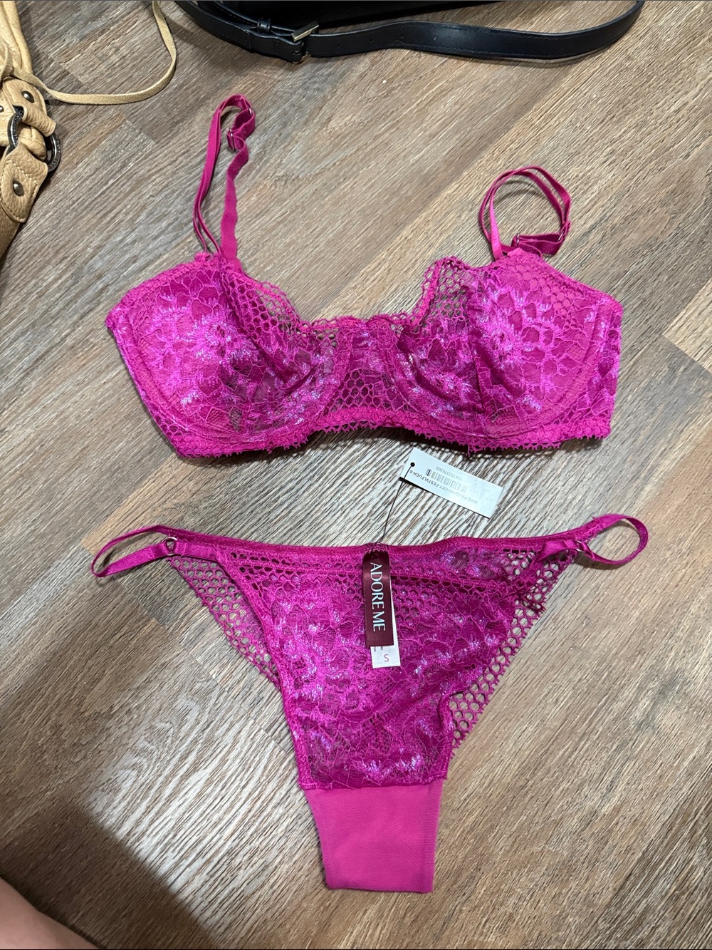 Adore Me Hot Pink Lace Set